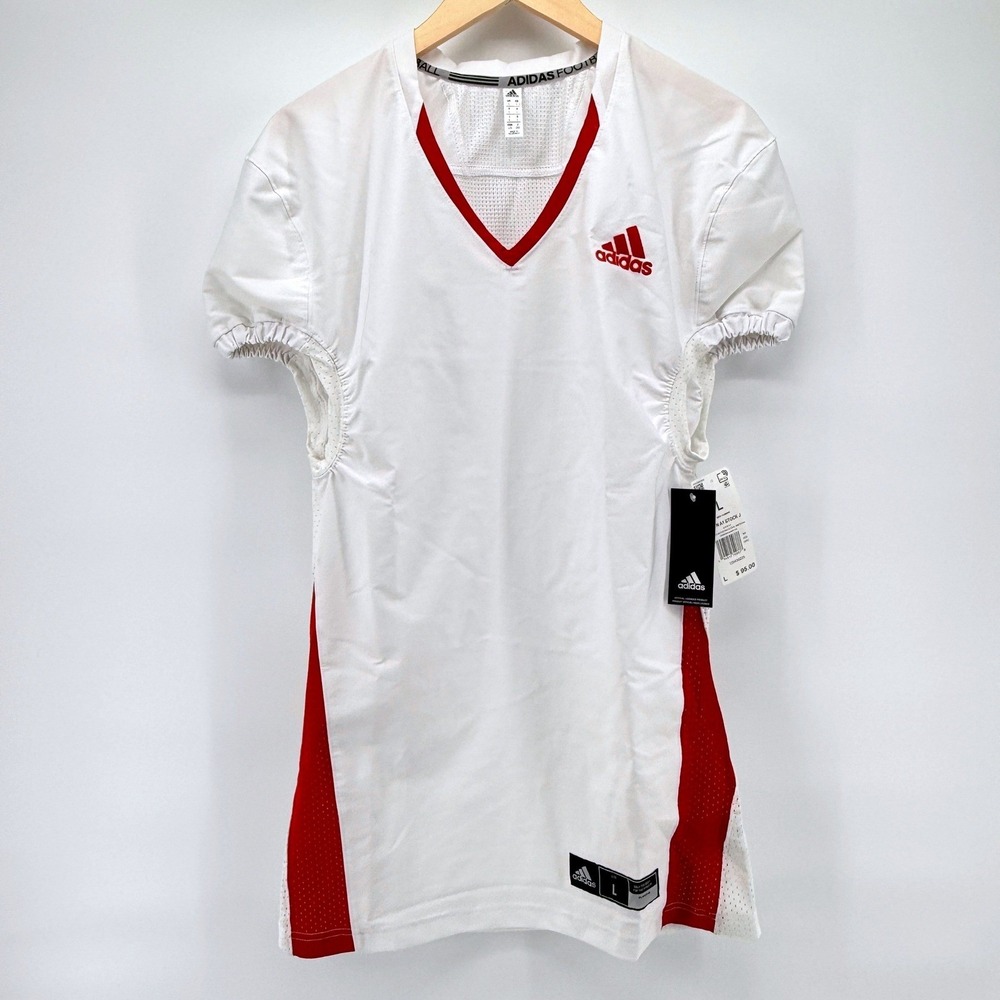 Adidas A1 Stock Football Jersey Mens Large White Red V-Neck NWT - Picture 6 of 16